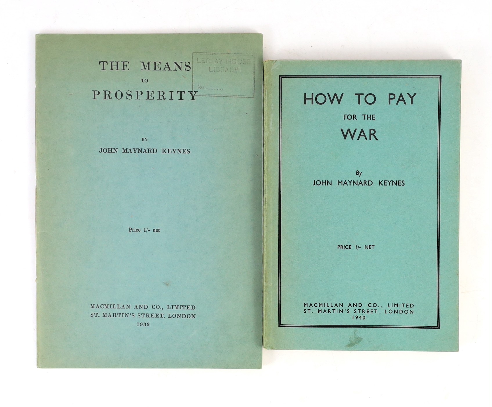 Keynes, John Maynard - The Means to Prosperity. First Edition. original printed wrappers. 1933; Keynes, John Maynard - How to Pay for the War.... First Edition. original printed boards. 1940